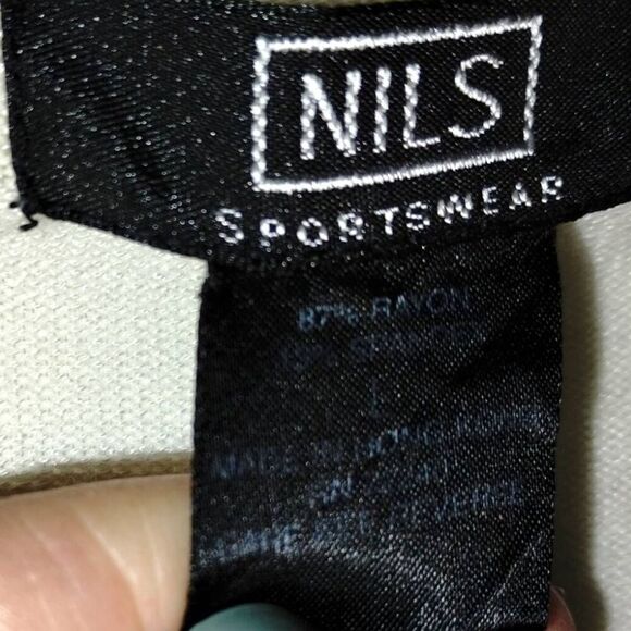 Nils Womens Sweater Sz Large White Ribbed Silver Zip TNeck - Picture 9 of 9